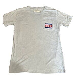 ROWDY GENTLEMEN Pocket Tee "TO GOOD TIMES" Graphic T-Shirt BLUE Jersey Medium